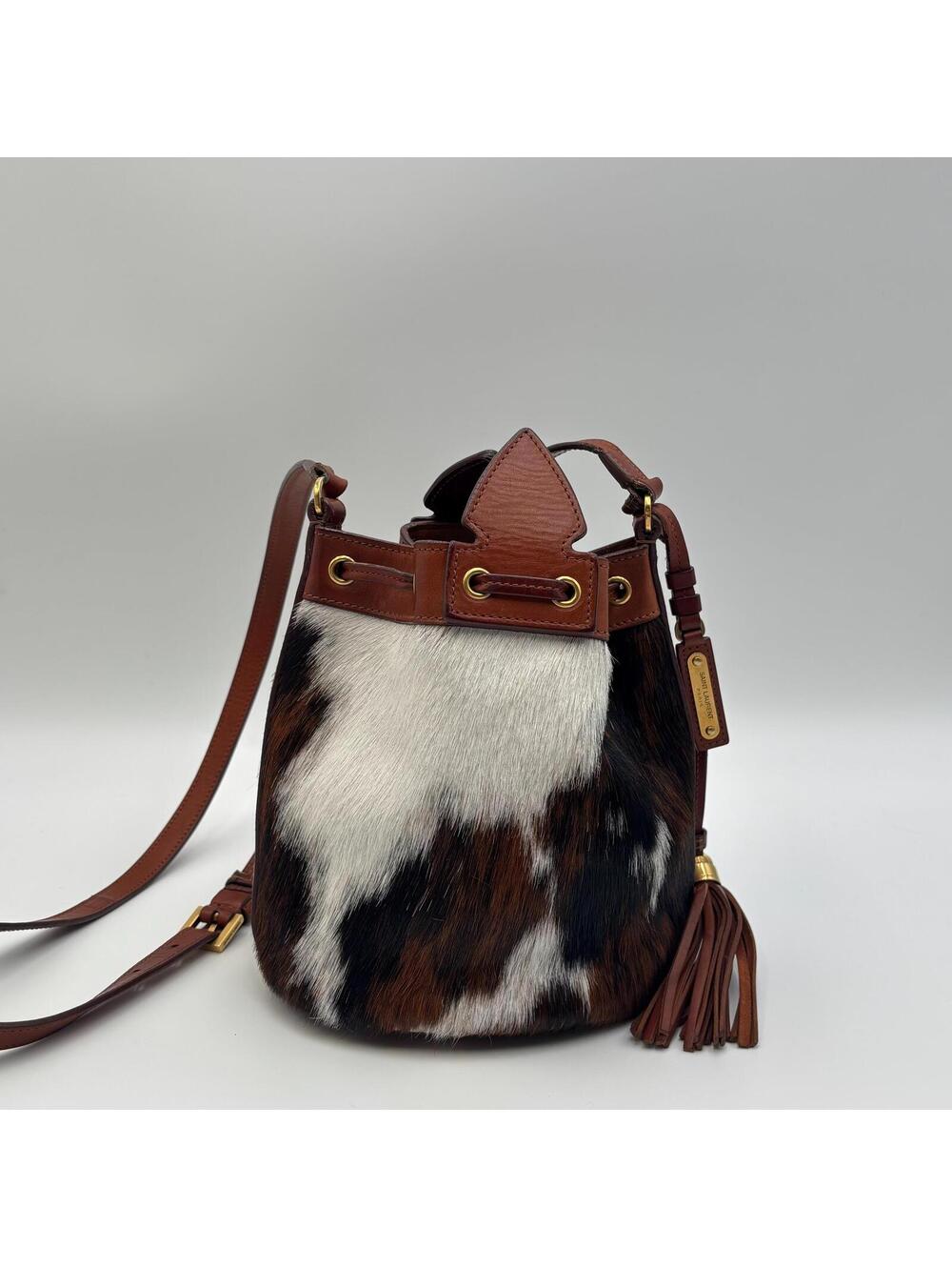 Saint Laurent Paris Emmanuelle Bucket Bag – Calf Hair Pony Hair Leather Tassel - Picture 2 of 10